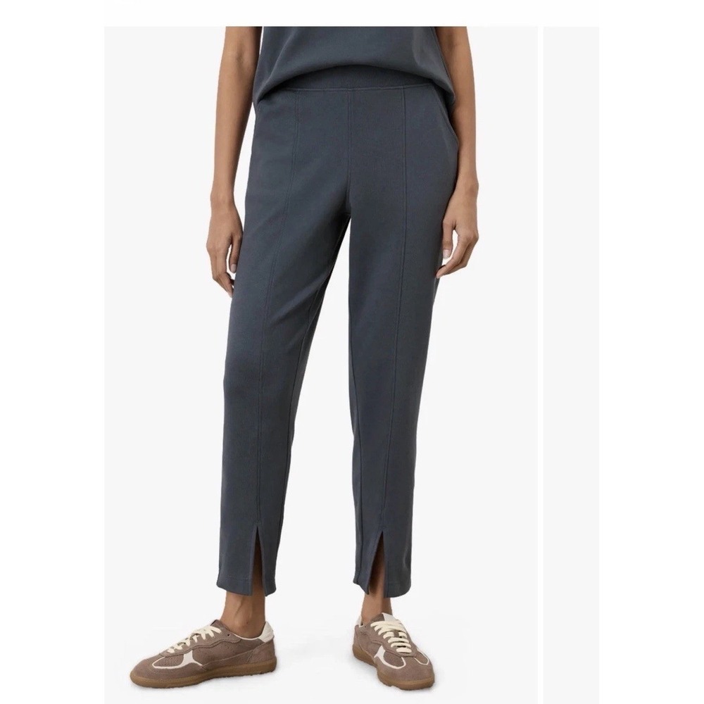 PACT Size Large Organic Airplane Tapered Leg Crop Pant Steel Blue Pockets Comfy